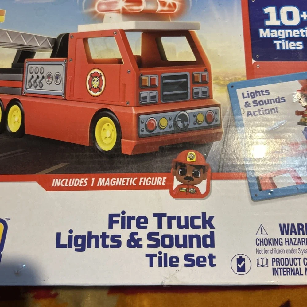 Tile Town Fire Trucks Lights & Sounds Tile Set New In Box Children Toy